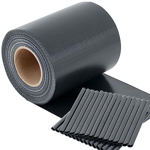 TOSANEO PVC Sichtschutzstreifen 35m x 19cm inkl. 30 Clips Sichtschutz Zaun Zaunfolie Zaunblende Doppelstabmatten Windschutz Gartenzaun Garten Anthrazit von TOSANEO