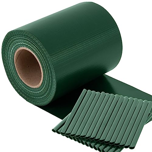 TOSANEO PVC Sichtschutzstreifen 35m x 19cm inkl. 30 Clips Sichtschutz Zaun Zaunfolie Zaunblende Doppelstabmatten Windschutz Gartenzaun Garten Grün von TOSANEO