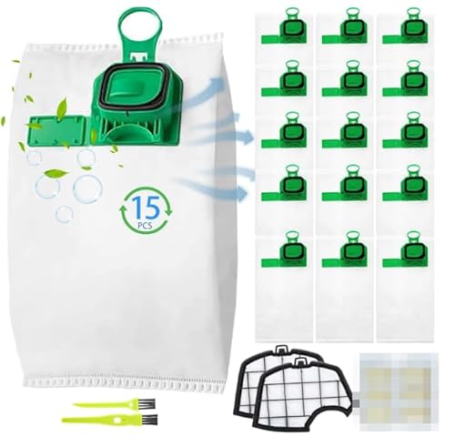 15 Stück Staubsaugerbeutel Set für Vorwerk Kobold VK140/ VK150/ FP140/ FP150 mit 2 Filter und 2 Sauberen Bürsten, Ersatzbeutel Zubehörset, Langlebiges Staubdichtes Dichtungsdesign 15 Stück Staubsaugerbeutel Set für Vorwerk Kobold VK140/ VK150/ FP140/ FP150 mit 2 Filter und 2 Sauberen Bürsten, Ersatzbeutel Zubehörset, Langlebiges Staubdichtes Dichtungsdesign von TOSAVGA