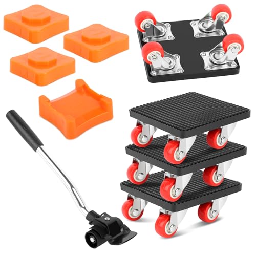 9-Teiliges Möbel Transportroller Set, Schwerlast Möbelheber mit 330mm Verlängerungsstange, 4 Möbelrollen, 4 Höhenversteller, 400kg Tragfähigkeit, 360° drehbarer Möbeltransport & Umzugshelfer 9-Teiliges Möbel Transportroller Set, Schwerlast Möbelheber mit 330mm Verlängerungsstange, 4 Möbelrollen, 4 Höhenversteller, 400kg Tragfähigkeit, 360° drehbarer Möbeltransport & Umzugshelfer von TOSAVGA