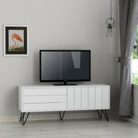 139 cm TV-Schrank aus Holz mit zwei Klapptüren in Weiß - Piccadilly von TOSCOHOME