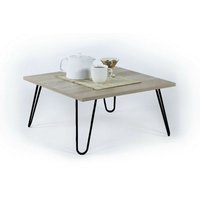 Toscohome - Couchtisch 60x60 cm mit eichenfarbener Holzplatte und Metallgestell - Ilia von TOSCOHOME