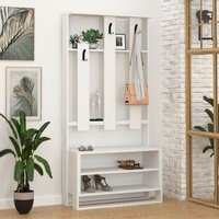 Eingangsschrank 90x180h cm mit Einlegeböden und Garderobe weiß - Chester von TOSCOHOME