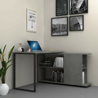 Schreibtisch 120x60 cm mit Bücherregal zementfarbig Oslo von TOSCOHOME