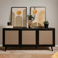 Sideboard 150 cm mit 3 Türen in Schwarz mit Fronten in Flechtoptik - Vienna51A von TOSCOHOME