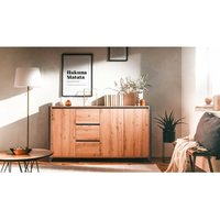 Sideboard 160 cm mit Türen und Schubladen in Eiche und Anthrazit - Denver 3 von TOSCOHOME