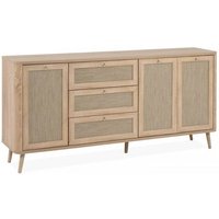 Sideboard 175 cm mit 3 Schubladen und 3 Türen in Raffia-Effekt Farbe sonoma oak - KUTA51A von TOSCOHOME