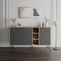 Sideboard mit 3 Türen und Einlegeböden 142cm Eiche und Anthrazit - Clara von TOSCOHOME