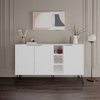 Sideboard mit 3 Türen und offenen Fächern weiß 142x83H cm - Clara von TOSCOHOME