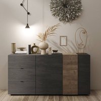 Sideboard mit Türen und Schubladen 181 cm Titan und Eiche mercure - Sabry von TOSCOHOME