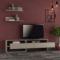 TV-Schrank 180 cm mit Wandregalen in taubengrau - Gara 180 von TOSCOHOME