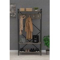 Eingangsschrank 90x180h cm mit Garderobe und Regal Farbe grau - Navis von TOSCOHOME