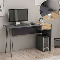 Toscohome - Schreibtisch 121x76H mit USB-Anschlüssen Farbe Anthrazit und Nussbaum - Candy von TOSCOHOME