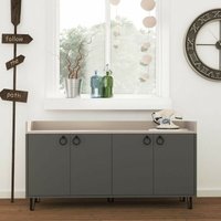 Toscohome - Sideboard 140 cm mit 4 Türen in Anthrazit und Taubengrau - Dea von TOSCOHOME