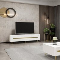 TV-Ständer mit weißen Türen und goldenen Details 180 cm - Jose von TOSCOHOME