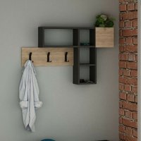 Wandgarderobe aus Holz mit Haken anthrazit und eichefarben - Game von TOSCOHOME