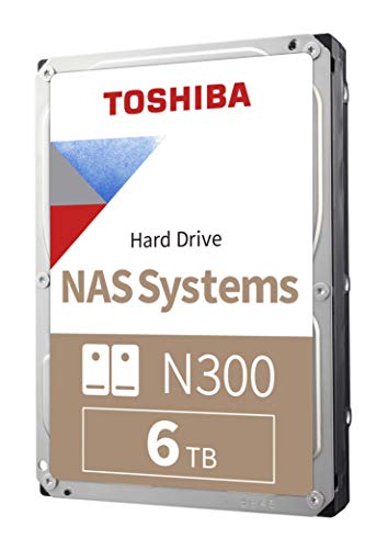TOSHIBA N300 6TB NAS 3,5 Zoll interne Festplatte - CMR SATA 6 GB/s 7200 U/min 128 MB Cache - HDWN160XZSTA von TOSHIBA