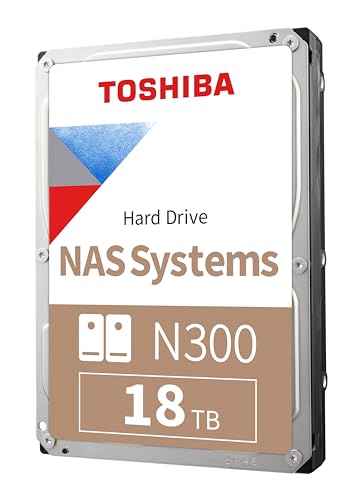 Toshiba N300 HDWG51JXZSTA 18 TB NAS 8,9 cm (3,5 Zoll) interne Festplatte – CMR SATA 6 Gb/s 7200 U/min 512 MB Cache von TOSHIBA