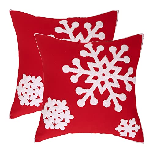 Tosleo Kissenbezug 45x45 2er Set Weihnachten Kissenbezüge Weihnachtsbaum Dekokissen Sofa Wohnzimmer Schlafzimmer Couch 45x45 cm (red1, 45 x 45 cm) von Tosleo