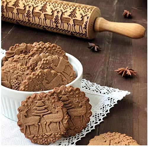 TOSSPER 1pc Weihnachten Geprägte Teigrolle Weihnachtssymbole Holz 35cm TOSSPER 1pc Weihnachten Geprägte Teigrolle Weihnachtssymbole Holz 35cm von TOSSPER
