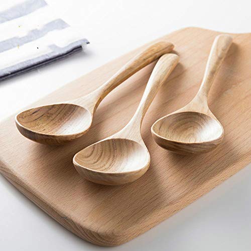 3pcs Großen Hölzernen Löffel Set Big Soup Dinning Löffel Schöpfkelle Langem Griff Küche Holz Eßlöffel Essgeschirr von TOSSPER