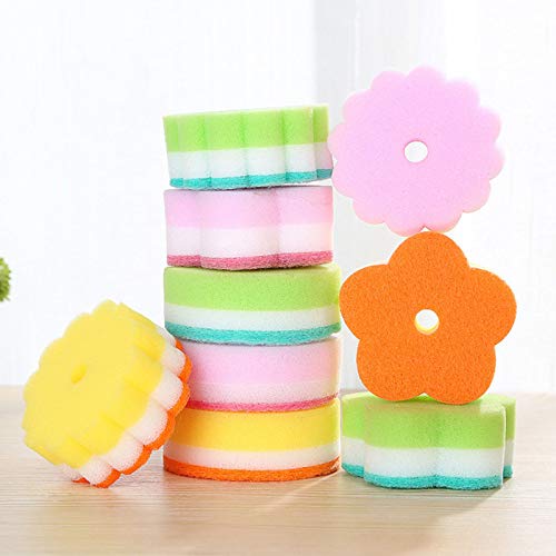 5pcs Dish Schwämme Scouring Pads Blumen-Form-schwammbürste Geschirr Glaswäsche-Schwamm Küche Reinigungsmittel Für Gelegentliche Farbe von TOSSPER