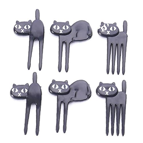 6 Stücke Mini Tiergabel Obst Picks Niedliche Cartoon Katze Kinder Gabel Bento Decor Zubehör von TOSSPER