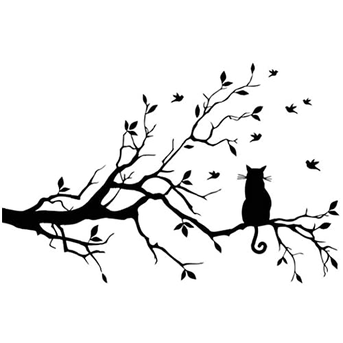 TOSSPER Katze Auf Langen Baum Zweig Wandtattoo Katze Fenster Kunstaufkleber Abnehmbare DIY Vinyl Für Räume Wohnkultur TOSSPER Katze Auf Langen Baum Zweig Wandtattoo Katze Fenster Kunstaufkleber Abnehmbare DIY Vinyl Für Räume Wohnkultur von TOSSPER