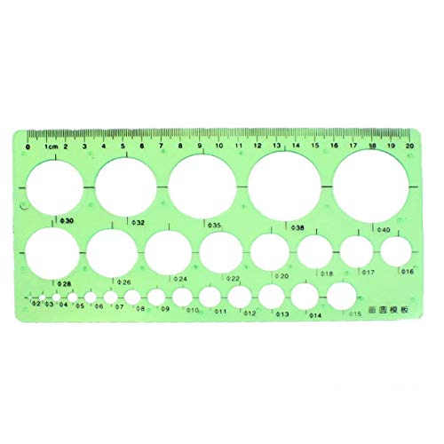 TOSSPER 1 x 2 mm-40 mm Durchmesser-Strecke Kreise Kunststoff Stencil Schablone Lineal Messwerkzeug von TOSSPER
