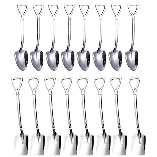 TOSSPER 16 Stücke Kaffee Löffel Besteck Set Edelstahl Retro Eisen Schaufel EIS Spoon Scoop Kreative Löffel Tee Löffel Mode Geschirr von TOSSPER