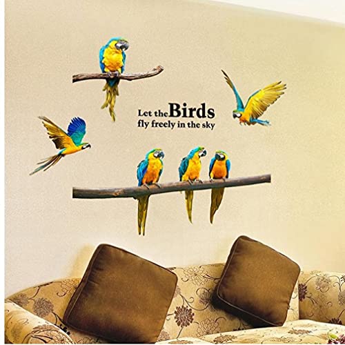 TOSSPER 1set Removable Fliegen-papagei Aufkleber Ara Vögel Startseite PVC-dekor-wandtier Raum-Wand-Aufkleber Schlafzimmer-Dekoration Poster 45x60cm von TOSSPER