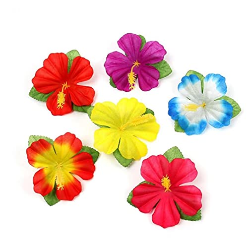 TOSSPER 24 Stücke Künstliche Hibiskus Blumen Tropische Party Dekoration Liefert Simulation Blumen Für Party Dschungel Strand Themen Tisch Dekorationen von TOSSPER