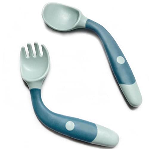 TOSSPER 2st Silikon Löffel Baby-utensilien Set Ergänzungsnahrung Kleinkind Lernen, Ausbildung Biegsame Weiche Gabel Säuglingskinder Geschirr Essen von TOSSPER