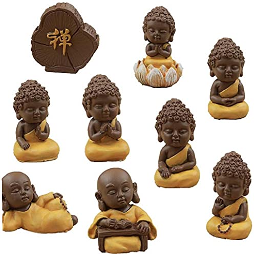 TOSSPER 9pcs Buddhistischer Mönch Statue Mini Figurine Ornament Handwerk Bonsai-dekor-Miniatur-puppenkuchendekoration DIY Zubehör von TOSSPER