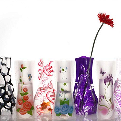 TOSSPER Kunststoff Vase 3 Stücke Tragbare Umweltfreundliche Niedliche Faltbare Vase Hochzeit Büro Home Decoration Zufälliges PVC von TOSSPER