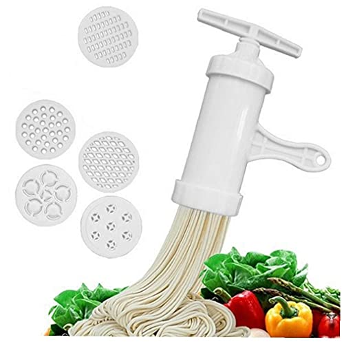 TOSSPER Manuelle Nudelhersteller Haushalt Pasta Maschine Früchte Juicer 5 Pressformen, Die Spaghetti Küchenutensilien Machen von TOSSPER