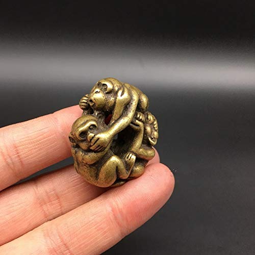 TOSSPER Mini AFFE Modelle Messing Geschnitzte Stern Tierornamentik DREI Affen Spielen Acrobatics Exquisite Statue von TOSSPER