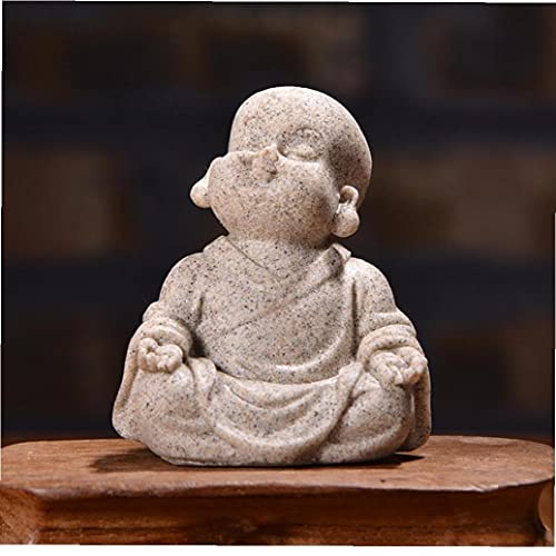 TOSSPER Mini Resin Monk Ornament Miniatur Buddha Figuren Kleiner Sandstein Maitreya Auto-büro-Desktop-Dekoration Handwerk Geschenk von TOSSPER