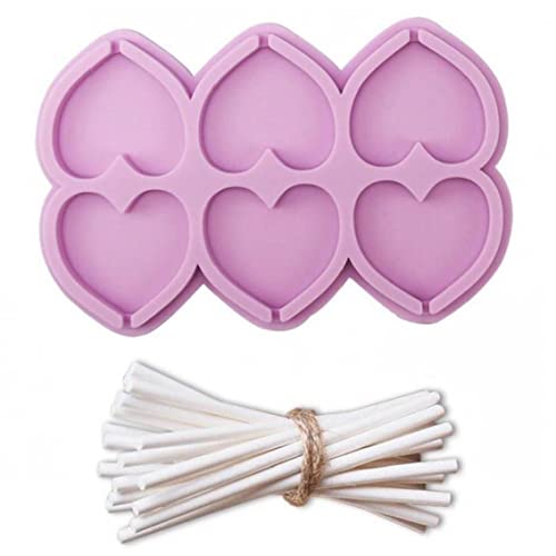 Silikon Lutscher Formen Tabletts Herzform Süßigkeit Eiswürfel Schokolade Harte Süßigkeitenform 20 Stück Sticks von TOSSPER