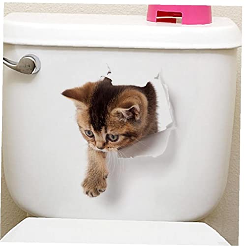 Süße Katze Toilette Wandaufkleber Badezimmer Wasserdichte Abnehmbare Auto Tier Wand Poster Wohnkultur Zubehör von TOSSPER