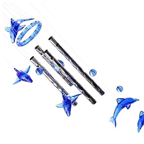 Wind Chime Home Garten Decor Blue Dolphin Plastikkristall 4 Metallrohre Wind Chime von TOSSPER