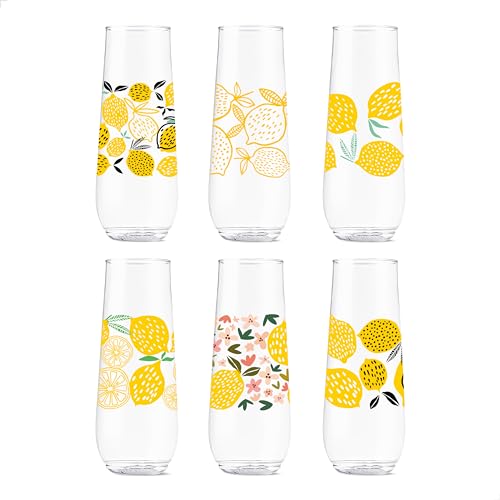 TOSSWARE Pop Limoncello Flötengläser, 266 ml, Premium-Qualität, recycelbar, unzerbrechlich und kristallklar, bedruckt, 6 Stück von TOSSWARE