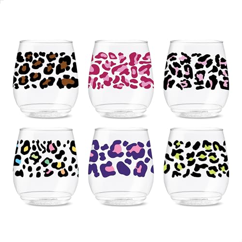 TOSSWARE Pop Vino Leopard Series Gläser-Set, recycelbar, unzerbrechlich und kristallklar, 400 ml, 6 Stück von TOSSWARE