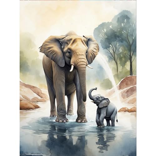 TOSTOG Elefant Diamond Painting,5D Diamant Painting Kits Bilder für Erwachsene,DIY Diamant Malerei Diamond Painting Bilder Set 30x40cm für Wanddekor von TOSTOG