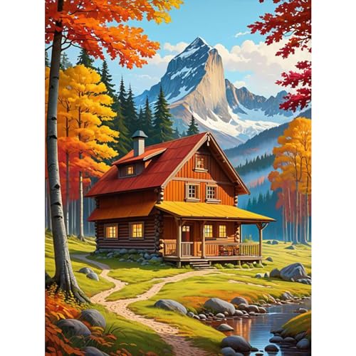 TOSTOG Haus und Landschaft Diamond Painting,5D Diamant Painting Kits Bilder für Erwachsene,DIY Diamant Malerei Diamond Painting Bilder Set 30x40cm für Wanddekor von TOSTOG