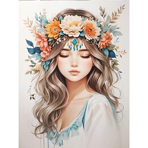 TOSTOG Mädchen und Blume Diamond Painting,5D Diamant Painting Kits Bilder für Erwachsene,DIY Diamant Malerei Diamond Painting Bilder Set 30x40cm für Wanddekor von TOSTOG