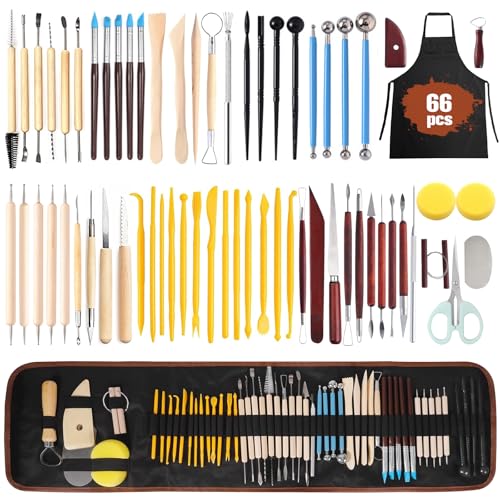TOSUTO Modellierwerkzeug Set,66 Stück Modellier-Werkzeug Sculpting Werkzeug,Polymer Clay Werkzeuge Pottery Werkzeug-Set für DIY Kunsthandwerk,Skulptur,Anfänger,Töpfer,Clay Tools von TOSUTO