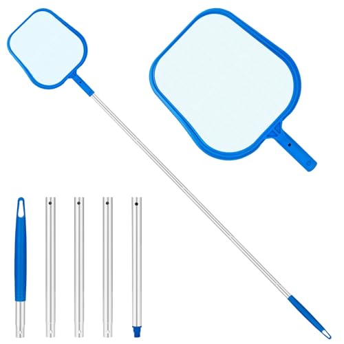 TOSUTO Pool Kescher,160 cm Lang-Teichkescher mit Teleskopstange,14cm Tief Kescher Feinmaschig,Poolkescher Feinmaschig für Teich,Algen,Bestway Pool,Spa,Teiche,Whirlpools,Algenkescher Nylon-Netz von TOSUTO