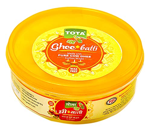 TOTA Wachsfreie reine Kuh Ghee Diya Baumwolle Dochte für Puja 50 Stück Diya Batti für Pooja von TOTA