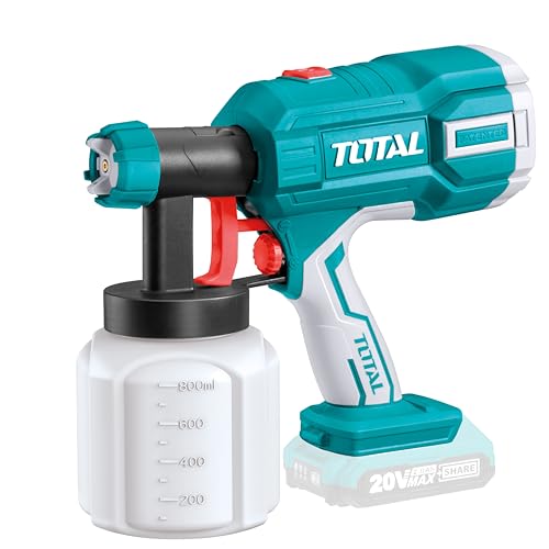 TOTAL - Akku-Sprühpistole 20 V | Lackierer für Wände, Holz, Metall | Durchfluss- und Sprühregulierung | Fassungsvermögen 800 ml, Mehrfarbig von TOTAL